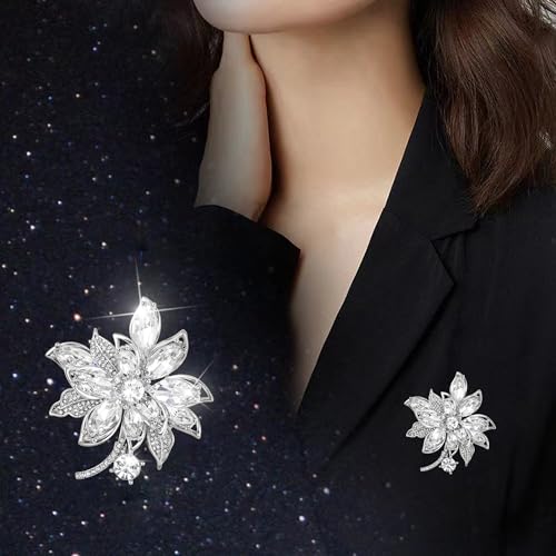 Image of Flower-shaped Elegant Brooch Pins for Women Wedding Broach