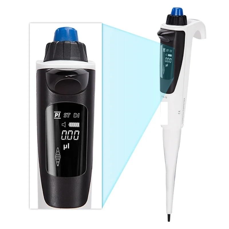 Micropipeta, Pipeta electrónica de un solo canal 0,5 a 1000 microlitros, capacidad pipeta automática programable(5-50μl)