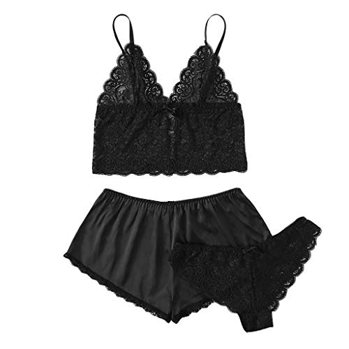 Preisvergleich Produktbild Crylee Sexy Dessous Nachtwäsche Trainingsanzug Versammeln Aushöhlen Unterwäsche Slip einstellen Pyjama Spitze Satin Schlinge Patchwork Komfortabel Sanft Kabellos Nahtlos Verstellbarer Riemen Intimates