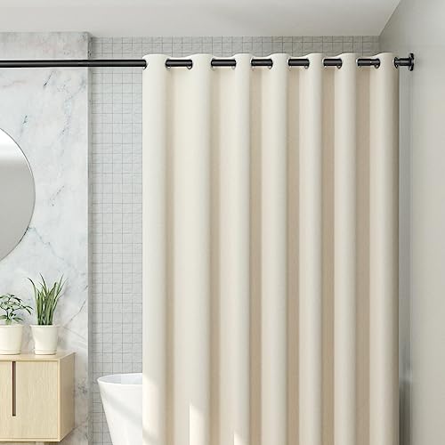 Image of CorkLatta 2 Pack Black Shower Curtain Rod 31 to 80 Inch,1 Inch Diameter Adjustable Spring Tension Stainless Steel Telescoping Rod,Easy Install,No Rust