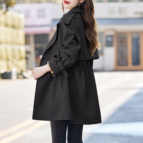 XUNRYAN Girls Classic Trench Coat Long Jackets Notch Lapel Button Double-Breasted Peacoat Trendy Coats Casual Outwear Pockets2