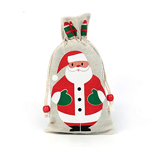 Aober Christmas Gift Bag Santa Gingerbread Man katoen jute tas voor Candy Bag sieraden tas Christmas Gift Drawstring Bag… - Afbeelding 5