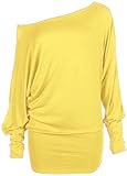 Forever Womens Long Sleeves Plus Size Plain Off Shoulder Batwing Stretchy Top