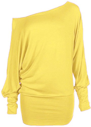 Forever Womens Long Sleeves Plus Size Plain Off Shoulder Batwing Stretchy Top