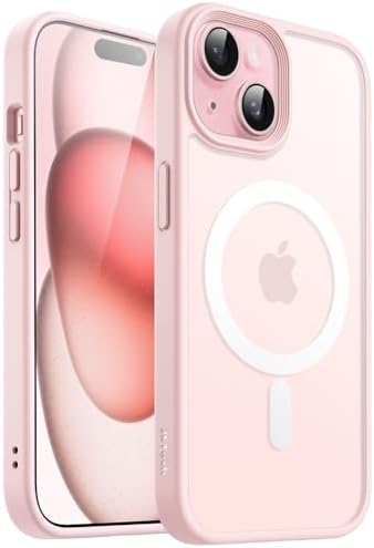 JETech Magnetic Matte Case for iPhone 15, Pink