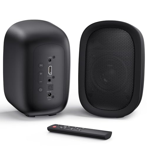 Saiyin Powered Bluetooth Bookshelf Speakers for Record Player, 40W Stereo Sound Speakers with 3-Inch...