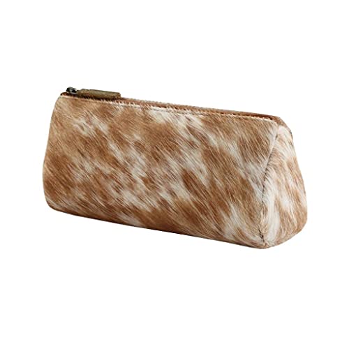 Myra Bag Sandy Cowhide Purse - Small Handcarry Western Gift for Women, Cow Print Multi Pouch, Light Brown and Ivory Cow Hide2