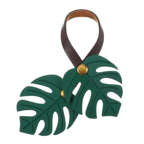Sorcristy Monstera Leaf Bag Charm for Handbags Tote Purses, Green PU Leather Plant Lover Gift with Zinc Alloy Keychai, Tropical Leaf Bag Accessory, Cute Botanical Purse Charms for Women