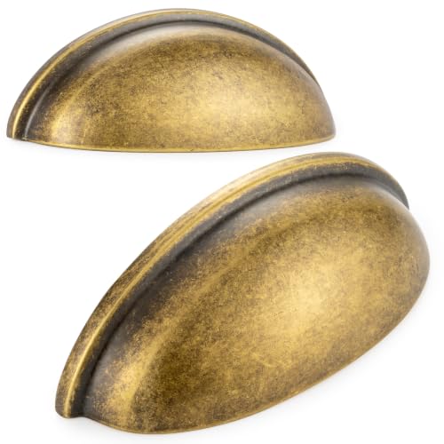 10 Pack Antique Brass 3‑Inch Drawer Pulls