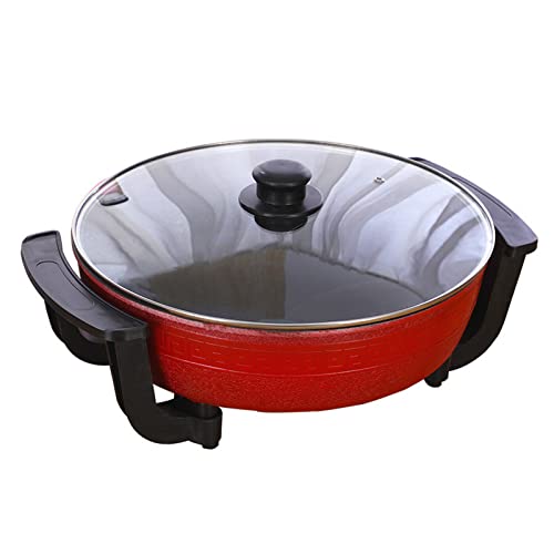 Hot Pot Shabu Pentola elettrica con coperchio antiaderente doppia pentola elettrica multifunzione a induzione strumento di cottura rosso zuppa cucina 2 camere Ø 30 cm + coperchio 6 l