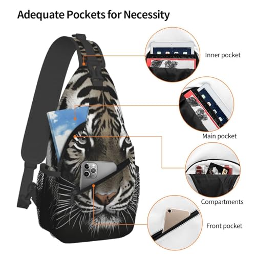 Mochila Pequeña Cruzada para Senderismo Negra con Tigre miniatura 4