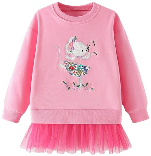 Tkria Girls Sweatshirt Toddler Rainbow Rabbit Fox Butterfly Elephant Long Sleeve Pullover Fall Shirt Kid Outfit Clothes 4T