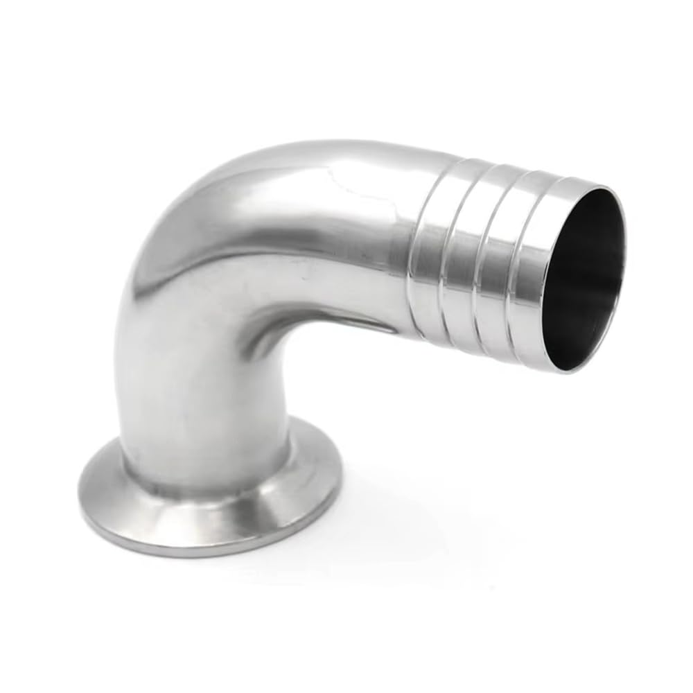 Dyetee 1Piece 10-51Mm Od Hose Barb Pipe Fitting Tri Clamp, 90 Degree Elbow Ferrule 50.5 64Mm Sanitary Ss304(10Mmxferrule 50.5)