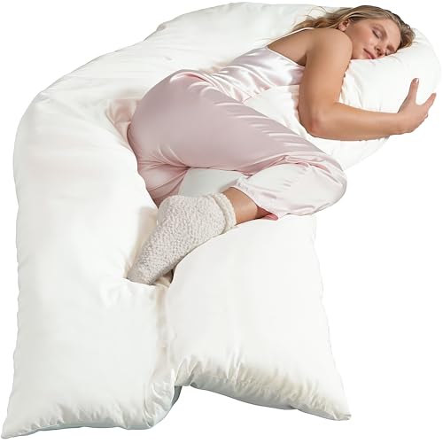 Traumreiter Seitenschläferkissen Jumbo XXL mit Bezug Baumwolle Weiß I Extra hohes und langes orthopädisches Komfortkissen. Schwangerschaftskissen zum Schlafen Stillkissen Kissen. Body Pillow