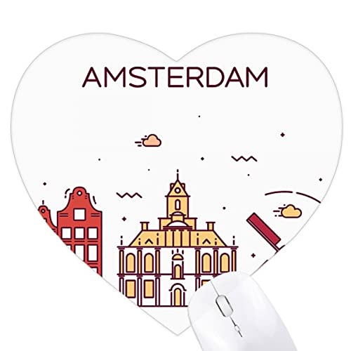 Tapis de souris en forme de coeur amsterdam flat landmark tapis de bureau