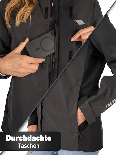Valkental - Reflektierende & Wasserdichte 3in1 Jacke Damen [Fleece Zipp-In & Verstaubare Kapuze] Geeignet als Winterjacke, Regenjacke & Fahrradjacke - 10.000mm Wassersäule - Doppel Reißverschluss