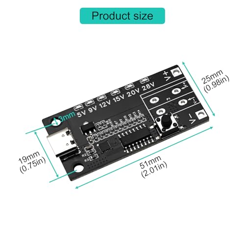 4PCS USB-C PD3.0/3.1 QC Trigger Module USB-C PD 5V 9V 12V 15V 20V 28V 5A Adjustable Voltage Power Trigger Board Type-C Female Input with Indicator4
