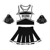 Aiqueza Cheerleading Outfit for Women, Cheerleader Costume for Birthday Gift Halloween Party, Black, X-Large