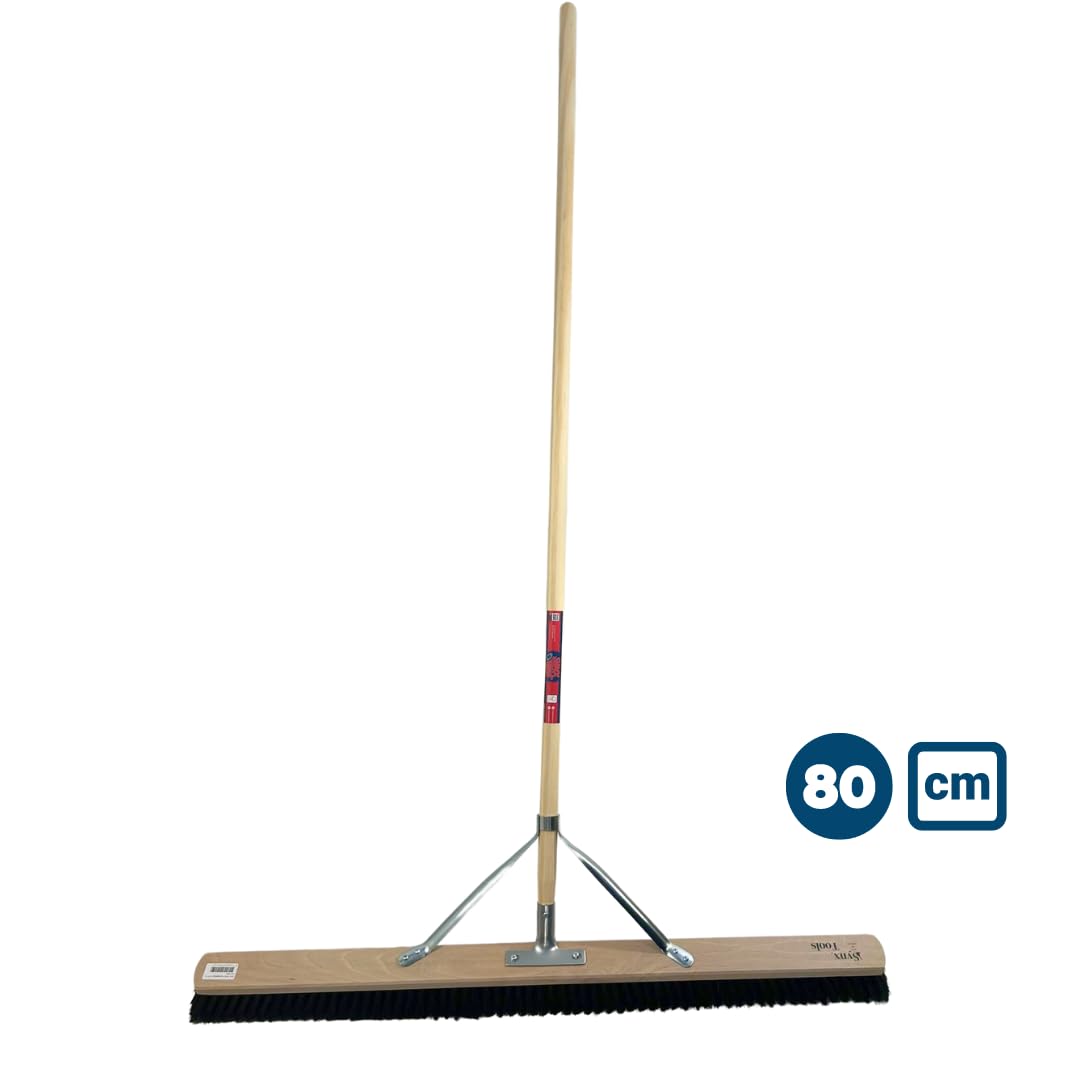 Robuster Hausbesen 80 cm Stabiler mit 150 cm Stiel Industriebesen Straßenbesen Hallenbesen Gartenbesen staubbindender Besen aus Holz, Kehrbesen und Stubenbesen innen, weiche Borsten
