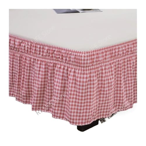 Faldones de Cama DecoracióN,Cubre Canape Falda de Cama for matrimonial, Queen y King, con Banda elástica, Volantes, for el hogar, sin Superficie(Pink,Full 137x190x38cm)