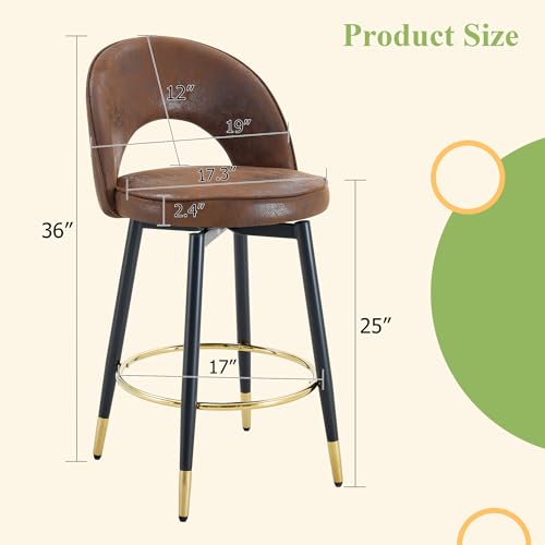 Butacos de Barra Modernos Giratorios 360°, Juego de 2 Butacos con Tapizado en Poliuretano y Patas de Metal Negro, Altura para Barra, Ideal para Cocina, Comedor e Isla miniatura 2