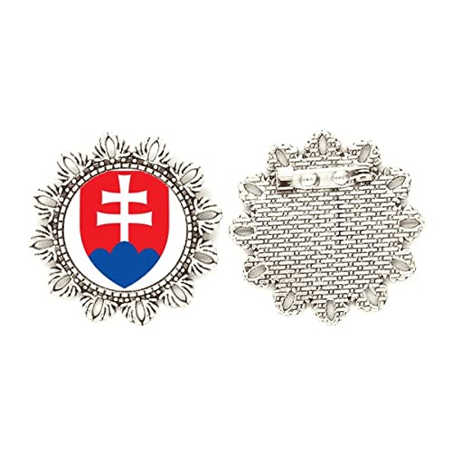 Broche de plata de Eslovakia joya fina con emblema nacional de la UE