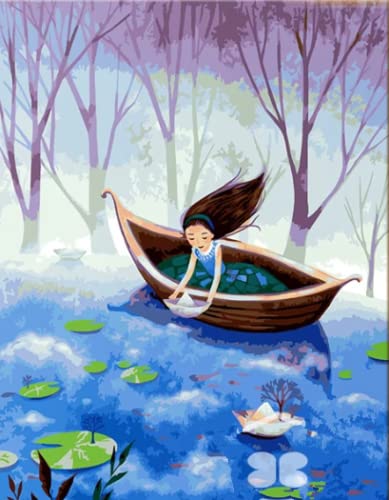 Peinture au diamant 5D kit mosaïque fille au lac idéal pour un cadeau créatif unique