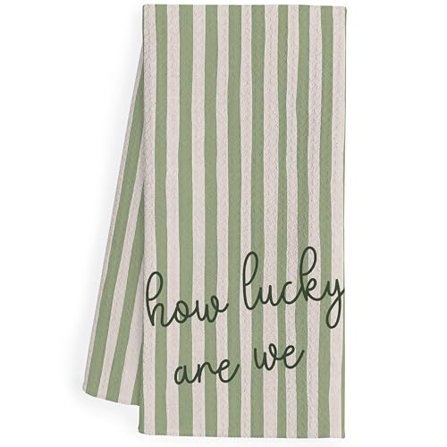 QEJ Sage Green Striped Kitchen Dish Towels, Inspirational Gifts for