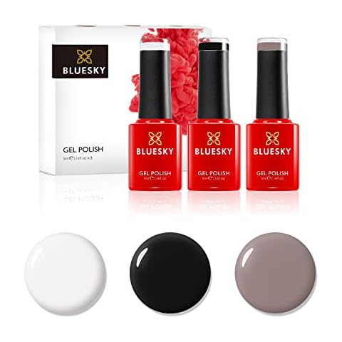 BLUESKY Gel Polish, Gel Nagellack Set, Classic Leopard; Cream Puff 80501, Blackpool 80518, Beige Tan 63922; 3 x 5 ml Schwarz Cover