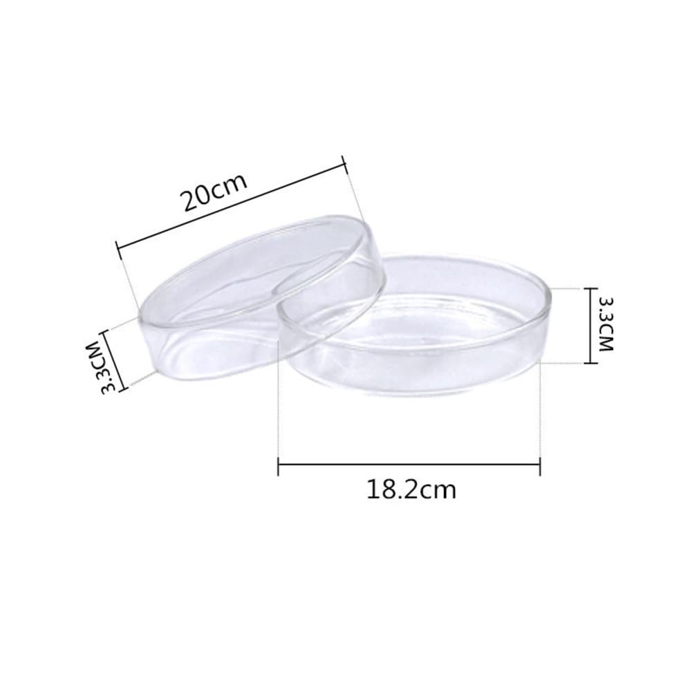 Boîtes de pétri en verre 200 mm - Bols de culture avec couvercle - Boîte de Pétri stérilisée en verre borosilicate - Bol pour aquarium, laboratoire, bols de culture cellulaire Petri Dish Glass