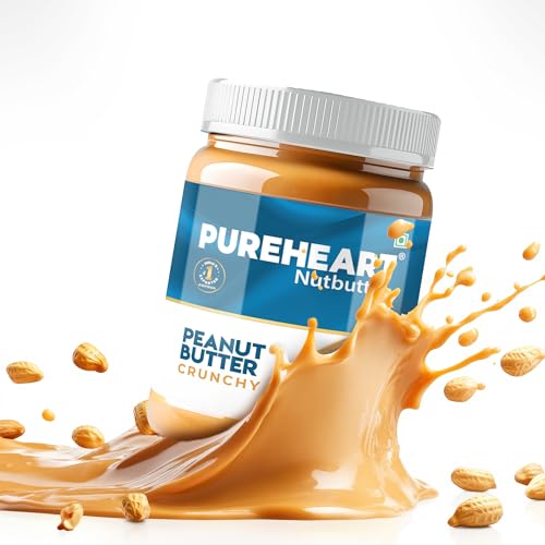 Image of Pureheart Nutbutter Crunchy Peanut Butter 510 gm | Natural & Premium Roasted Peanuts | High Protein, Rich in Fiber | Zero Trans Fats | for Tasty Breakfast & Post Workout Protein Snack