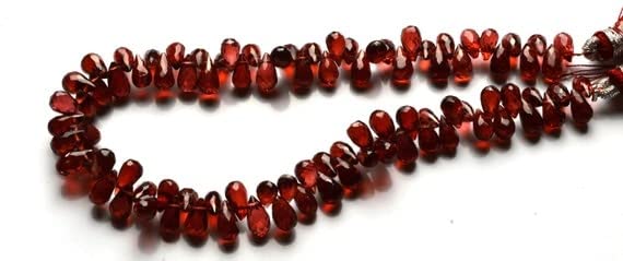 Garnet rouge naturel en perles briolettes facettées de 6-7 mm pour création de bijoux uniques