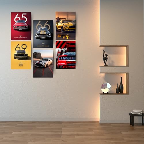 Image of Posters Inc Sports Cars Posters for Wall A4 Size Aesthetic Setup 300 GSM Matte Paper Pack of 6 Automotice Motorsport Decor for Gaming Room, Bedroom, Home, Office & Living Room Glue Dots Included