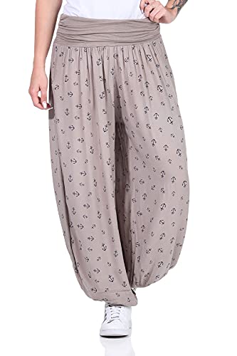 ZARMEXX Damen Haremshose Pumphose Aladinhose Pluderhose Yoga Freizeithose Sommerhose (Cappuccino-Anker, 36-42)