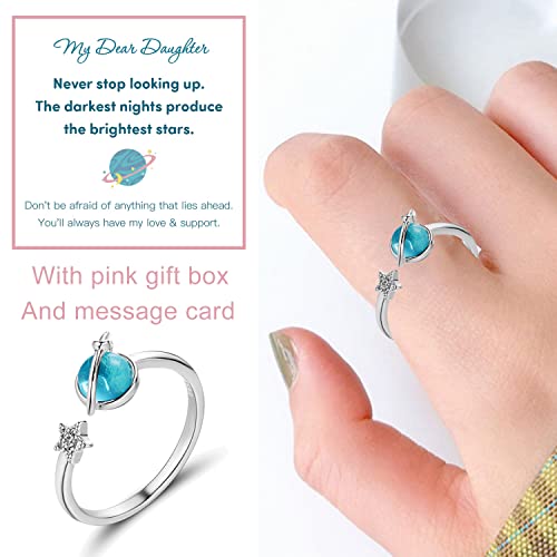 BELLA-Bee To My Beautiful Daughter Granddaughter Star Rings Sparkling Cubic Zirconia Planet Stars Rings Gift For Granddaughter2