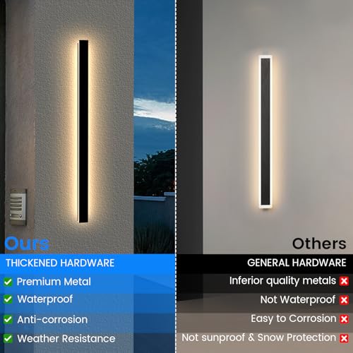 Image of Outdoor Wall Lights for House - 92.5inch Modern Outdoor Wall Light Fixture Long Strip Wall Sconce, Ip65 Waterproof Exterior Wall Mount Outside Garage Lights for Living Room, Porch