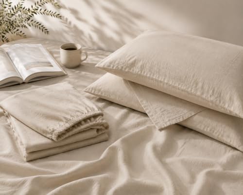 MEISHANG 100% French Pure Linen Sheets