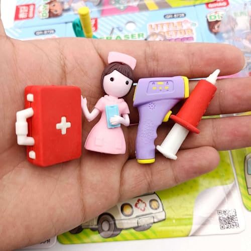 Image of DEOXY Fairy Tale Palace Erasers for Kids - Stylish Erasers for Girls, School Stationary Kit for Kids, Birthday Return Gifts (QH-8728B)