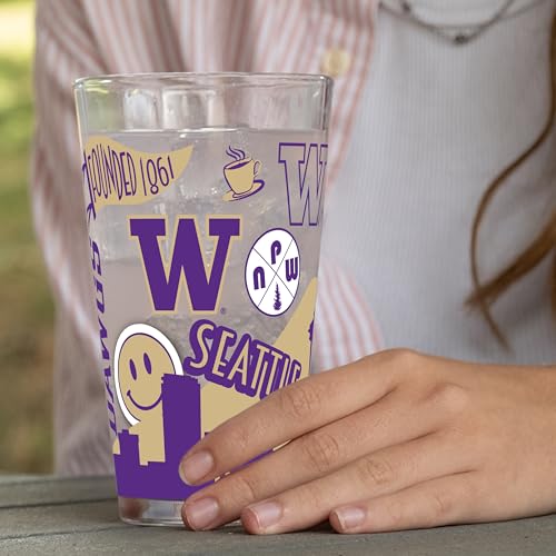 Image of Logo Brands NCAA 16 oz Pint Glass - Durable Glass With Bold Team Color- Chip-Resistant Rim Drinkware For Fans, Tailgates, Home Bars & Everyday Use