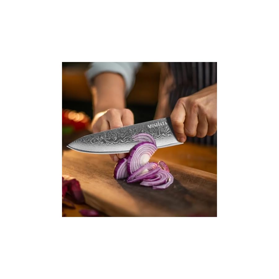 MOSFiATA-Professional-Damascus-Chef-Knife-Set-3PCS-8-Chef-Knife-7Santoku-Knife-and-5Utility-KnifeVG-10-High-Carbon-Stainless-Steel-with-Finger-Guard-Knife-Sharpener-Rod-Gift-Box MOSFiATA Professional Damascus Chef Knife Set-3PCS, 8 ‘’Chef Knife 7”Santoku Knife and 5'Utility Knife,VG-10 High Carbon Stainless Steel with Finger Guard, Knife Sharpener Rod Gift Box