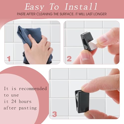 AHQiZFX 15 stück Klebrige Federclips,Selbstklebende Federklammer,Selbstklebende Wandclips Outdoor,Schwarz Kunststoff Klebeklammern,Deko Clip Wandteppich Clips,zur Fotoclips für Zuhause Büro Poster