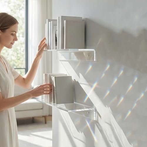 Estantes flotantes de plástico Healeved 2 piezas de diseño simple para baño 7
