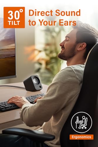 Image of FUNLOGY Speaker - 14W Stereo PC Speakers, USB Powered, Compact Size with 30 Tilt Design, Volume Dial Control, for Desktop, Laptop, Monitor, Gaming Consoles, Black