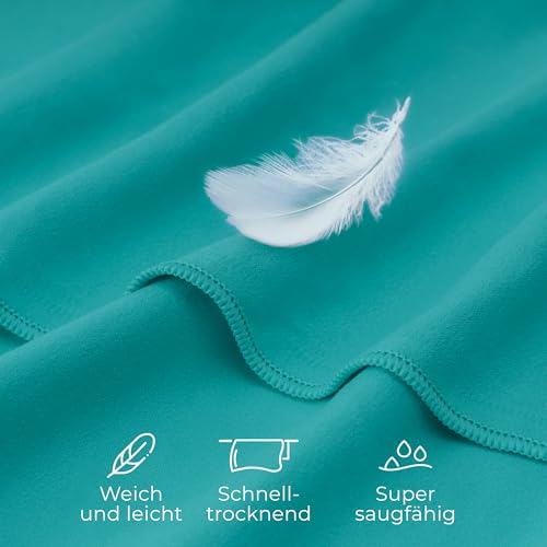 ZENACROSS Mikrofaser Handtuch mit Transportbeutel - Schnelltrocknendes und vielseitiges Fitness Handtuch - Sporthandtuch Größen XL - 180 x 90 cm - Petrolgrün 2