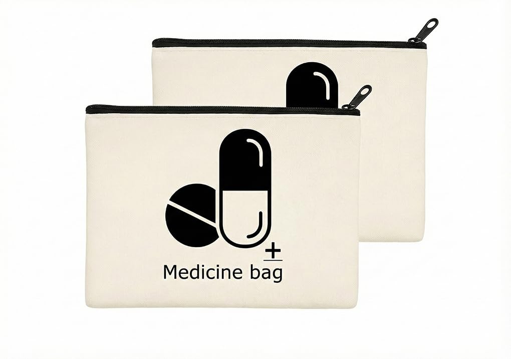 Canvas First Aid Kit Pouch, Portable Medical Bag for Emergencies, Burns, Blisters, Unlined, Printed Design, Zipper Closure, Hand Washable, for Hiking, Camping, Travel (2)-image-34