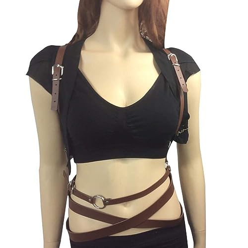 Women's Leather Body Chest Harness Punk Chain Belt Adjustable Waist Suspender For Shirt Dresses Gothic Costume Accessories2