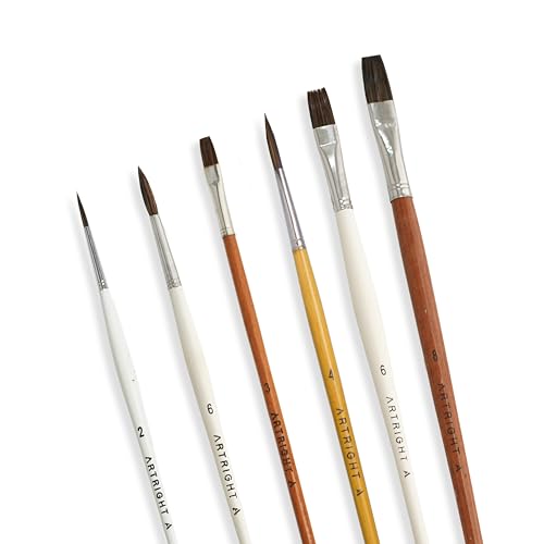 Image of Classic Flat + Round Paint Brush Set of 6 - Professional Artist Painting Brushes with ArtiFlex Filaments for Acrylic, Watercolor & Gouache Painting