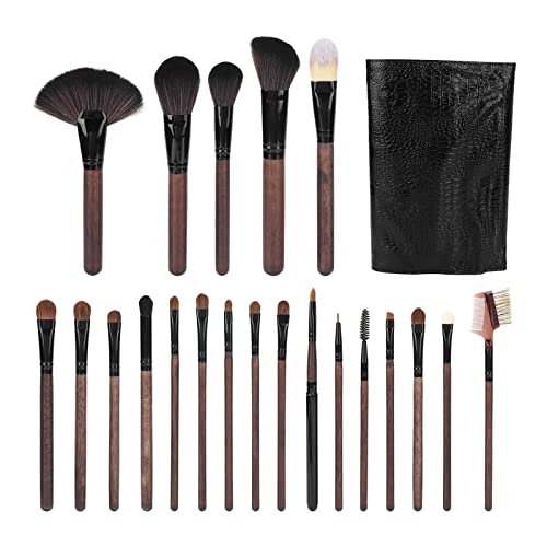 Pinceaux de maquillage pour fond de teint et blush avec manche en bois