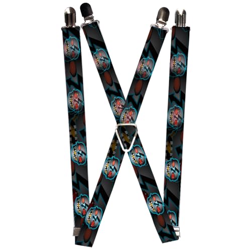 Tirantes calavera alto voltaje Buckle-Down de 1 pulgada con clips de metal ajustables