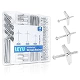 LEYU 34Pcs Butterfly Toggle Bolts Kit, Includes 1/4'-4pcs, 3/16'-8pcs, 1/8'-22pcs ，Zinc Plated Hollow Wall...